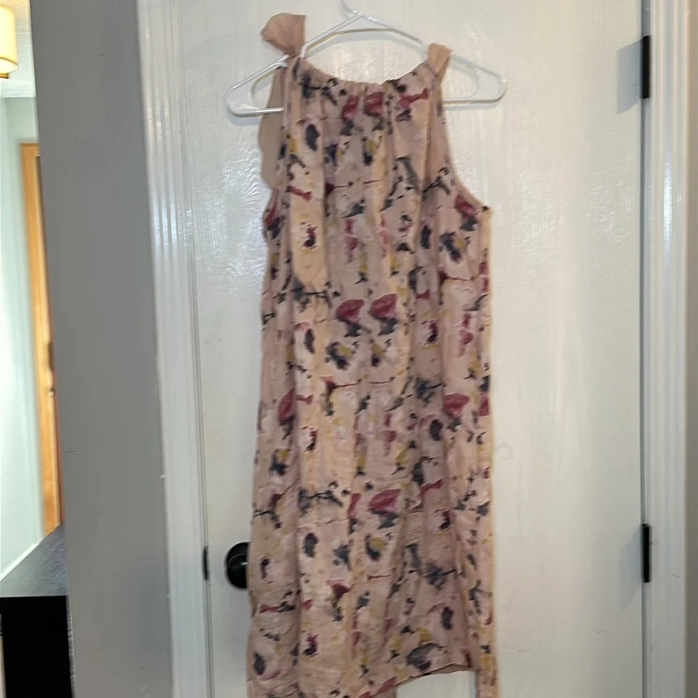 Bellambra Made in Italy Pink Floral 100% Linen Halter Neck Tie Dress Womens M - Picture 2 of 8
